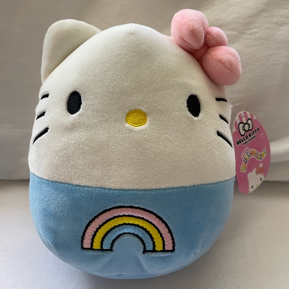 NWT 7” Squishmallow Hello Kitty Rainbow Blue Sanrio